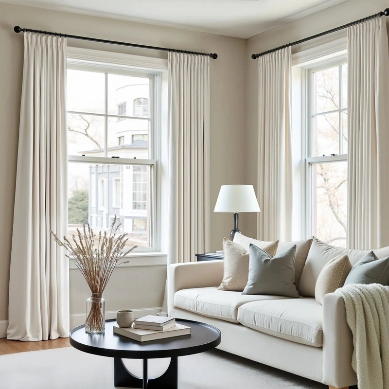 Broad 100% Cotton Plain Weave Curtain Pleated