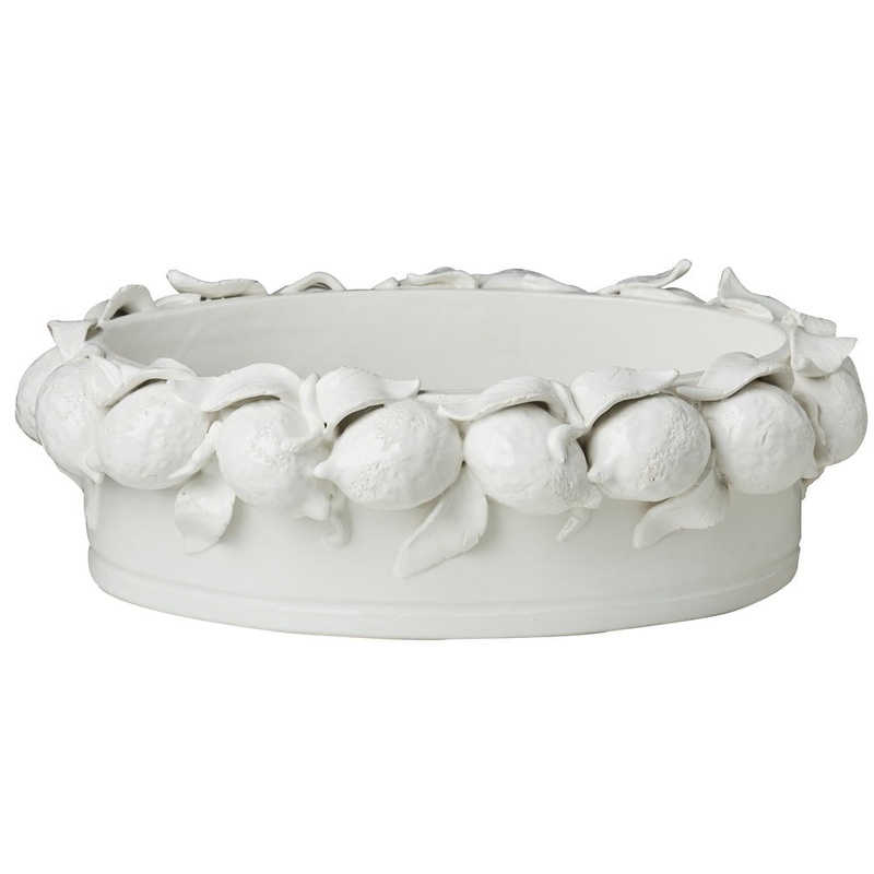 Oval Bowl w/ Lemons, White