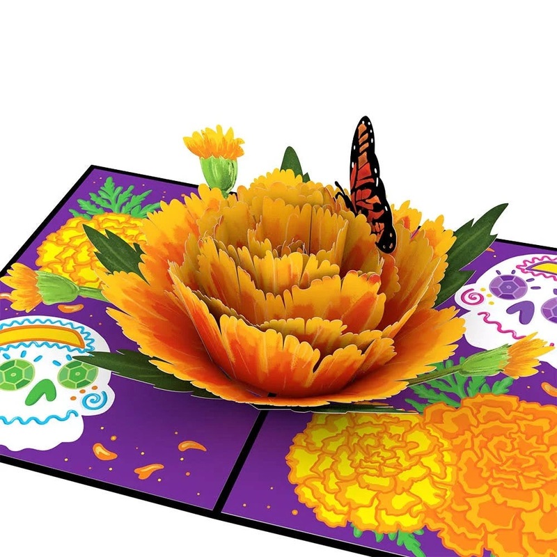 Pop Up Greeting Card Da de los Muertos Marigold