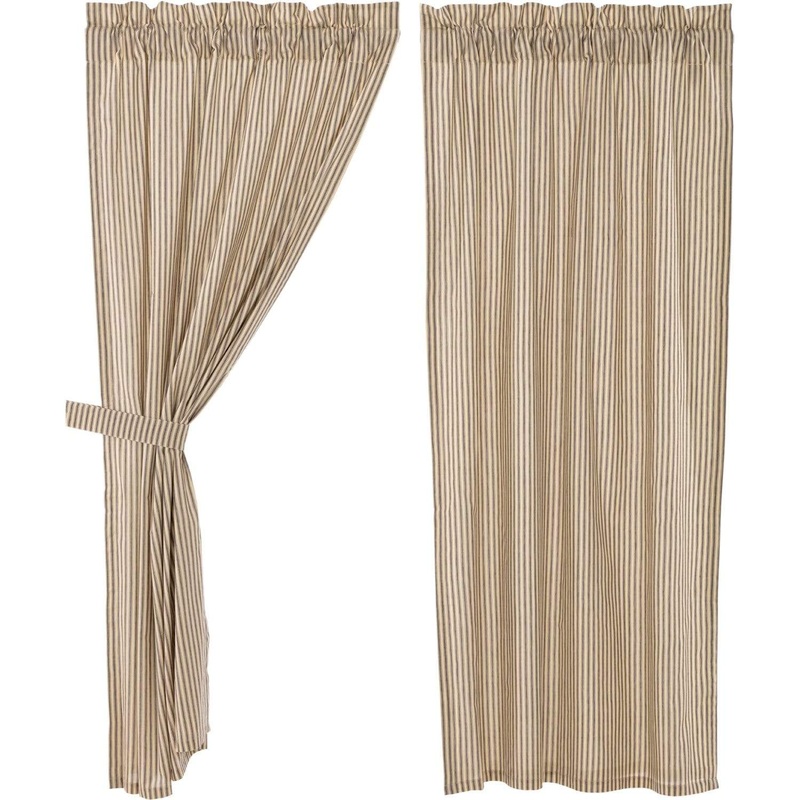 Sawyer Mill Charcoal Ticking Stripe Short Panel Set of 2 63×36