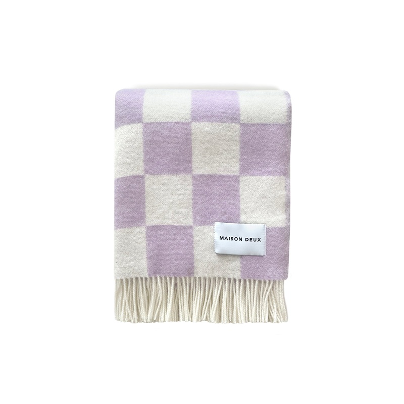 Blanket CHECKERBOARD Lilac / White 4.25 x 6.5 ft