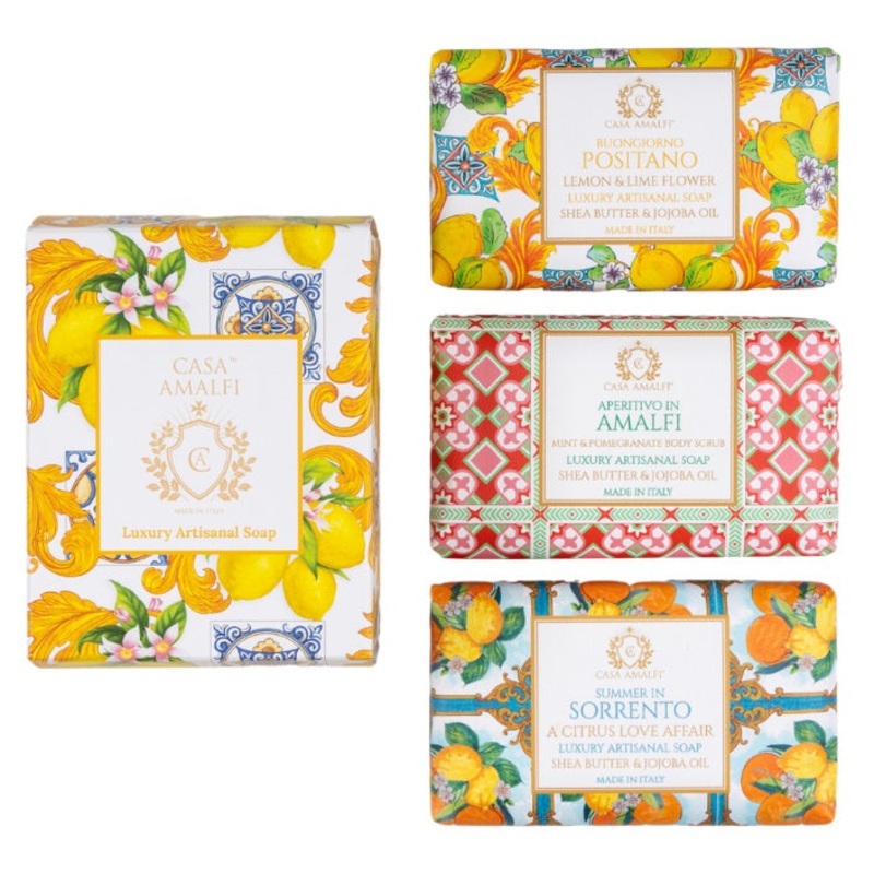 Casa Amalfi Maiolica 3-Soap Set: Yellow
