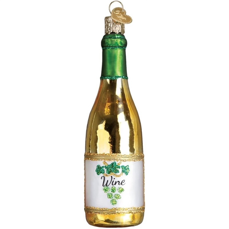 Old World Christmas Blown Glass Ornament for Christmas Tree, White Wine Bottle