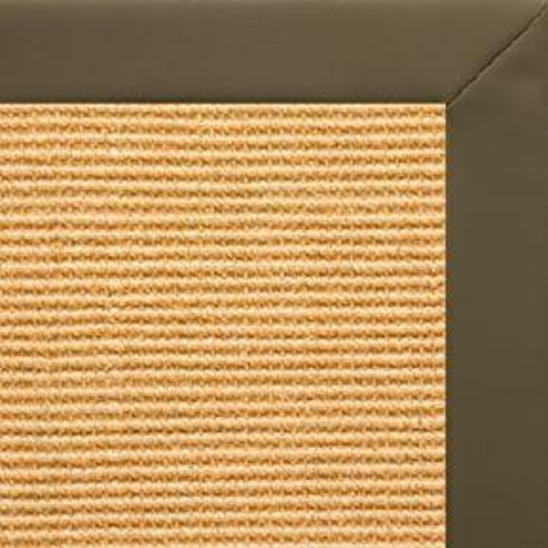 Tan Sisal Rug with Moss Faux Leather Border