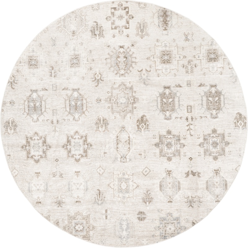 Brenda Hazy Heraldry Washable Rug | Beige