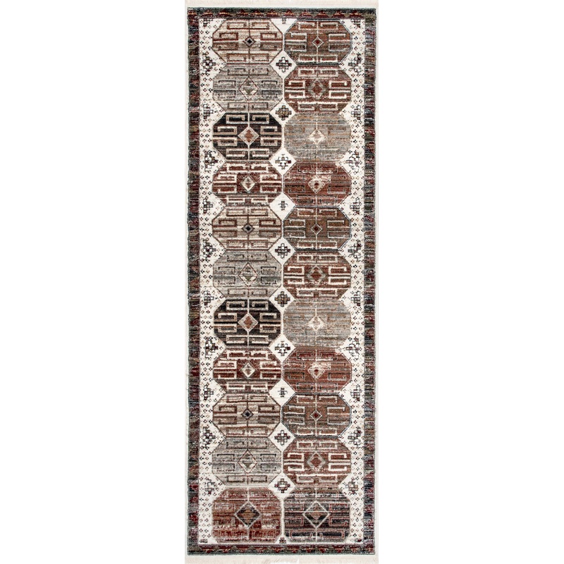Oriental Emblematic Fringed Rug | Beige