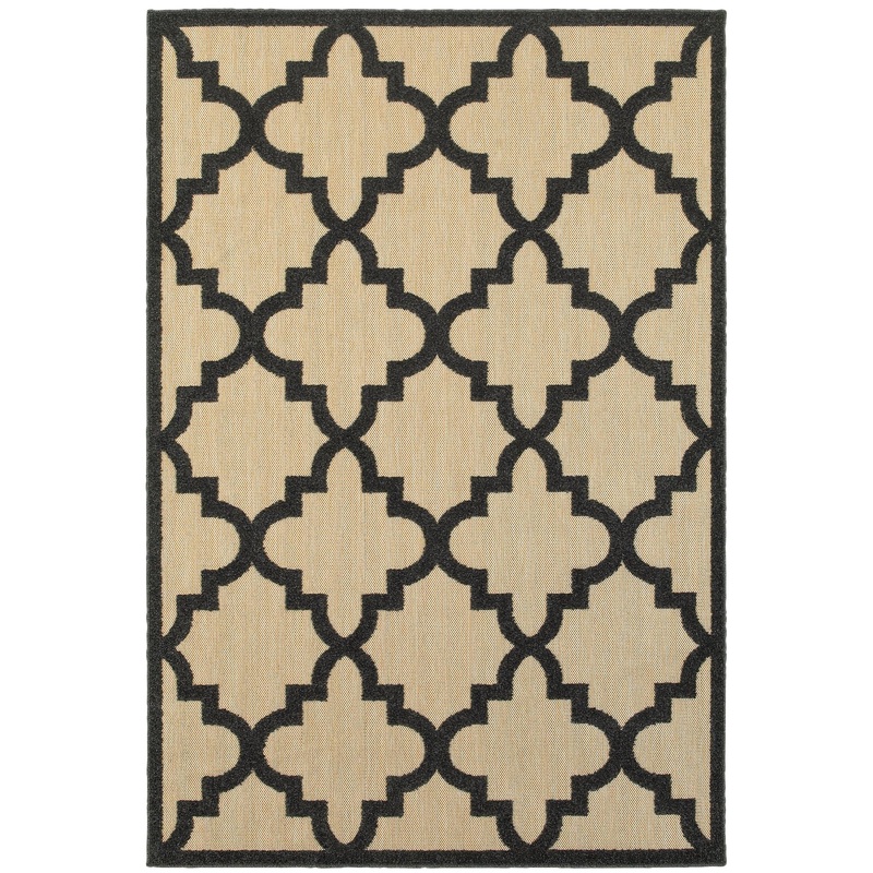 Cayman Sand Charcoal Moroccan Geometric Indoor/Outdoor Rug