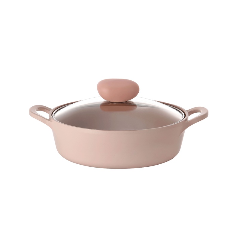 Retro Sherbet Ceramic Nonstick Stockpot with Glass Lid – 2QT Low
