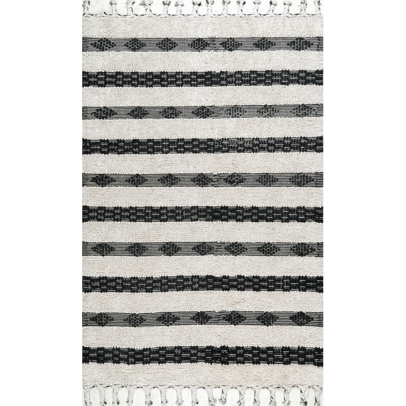 Shaggy Striped Texture Rug | Ivory