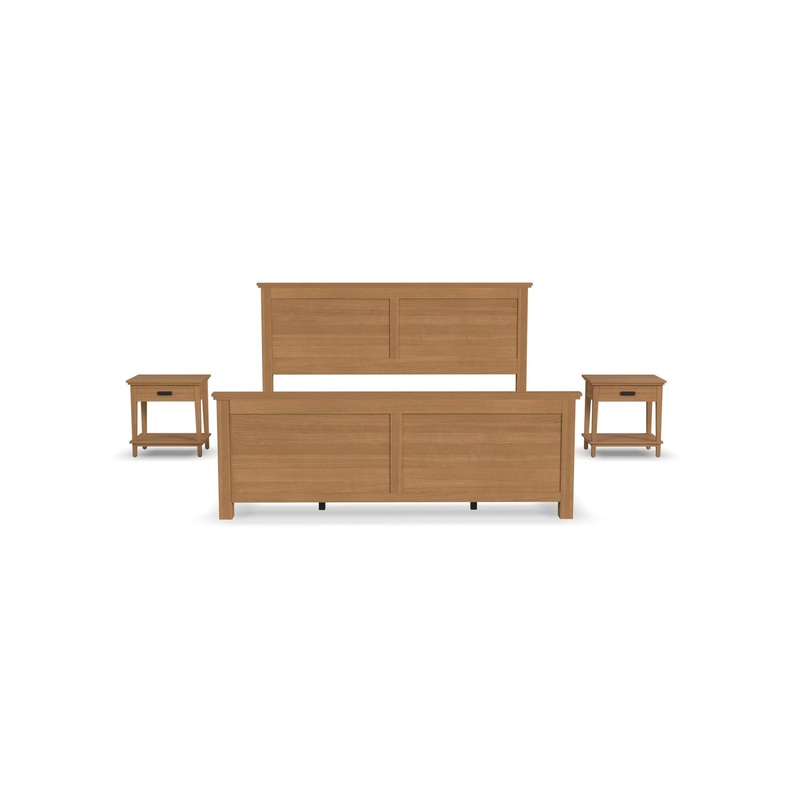 Traditional King Bed and Two Nightstands By Oak Park