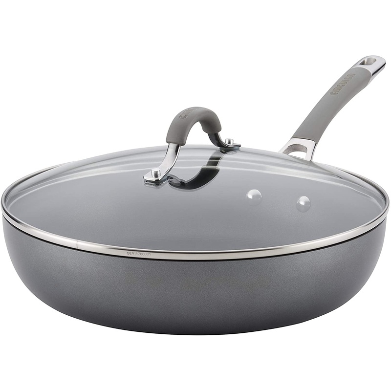 Circulon Elementum Hard Anodized Covered Deep Skillet, 12 inch