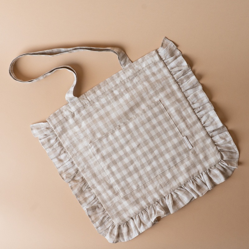 Gingham Ruffle Tote Bag