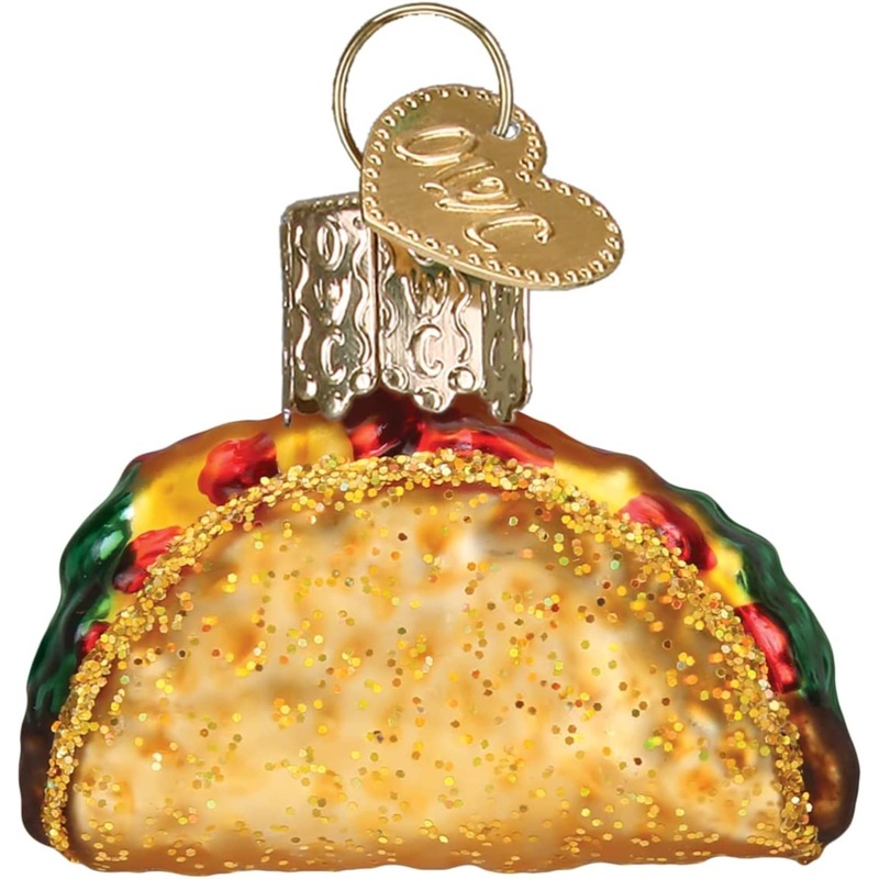 Old World Christmas Blown Glass Mini Taco Ornament, 1.25″