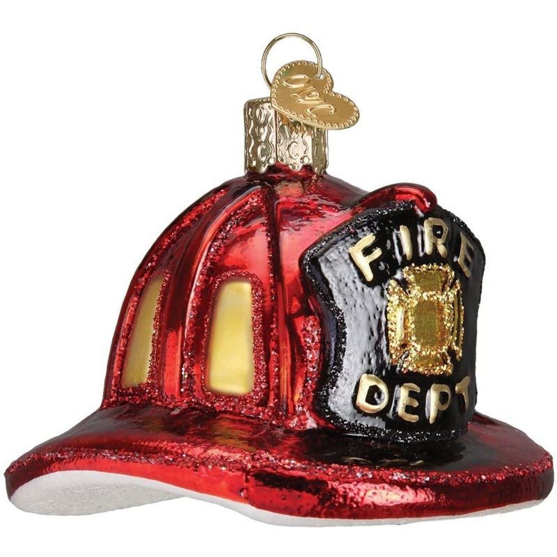 Old World Christmas Ornaments: Fireman’s Helmet Glass Blown, Christmas Tree