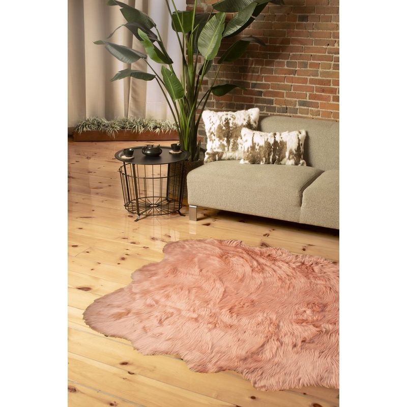 5′ X 6′ Rose Pink Faux Sheepskin Non Skid Area Rug