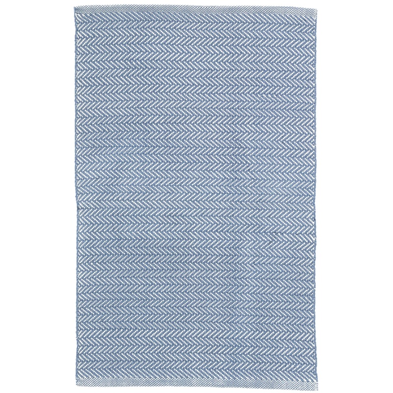 Herringbone Handwoven Indoor/Outdoor Rug | Denim/Ivory