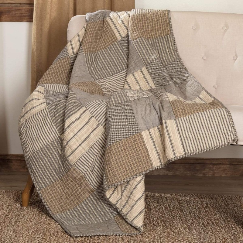 Sawyer Mill Charcoal Block Quilted Throw 60×50