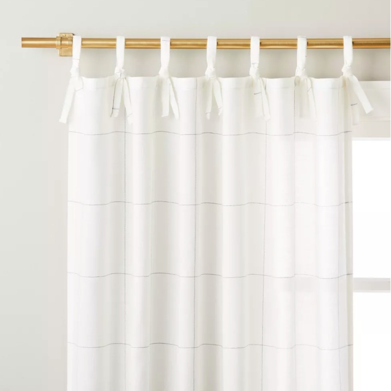 95″ Windowpane Plaid Curtain Panel Sour Cream/Dark Gray