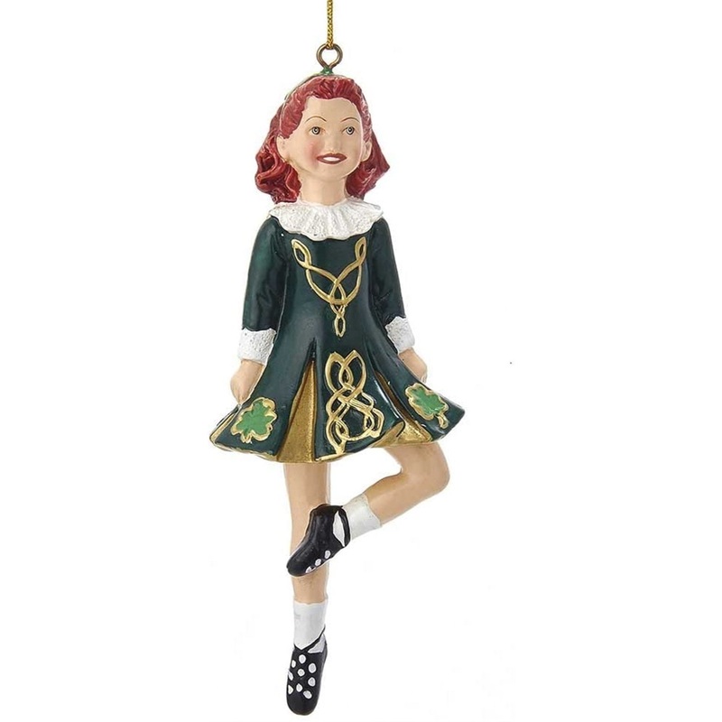 Kurt Adler Resin Ornament Step Irish Dancer in Green Dress, 6″