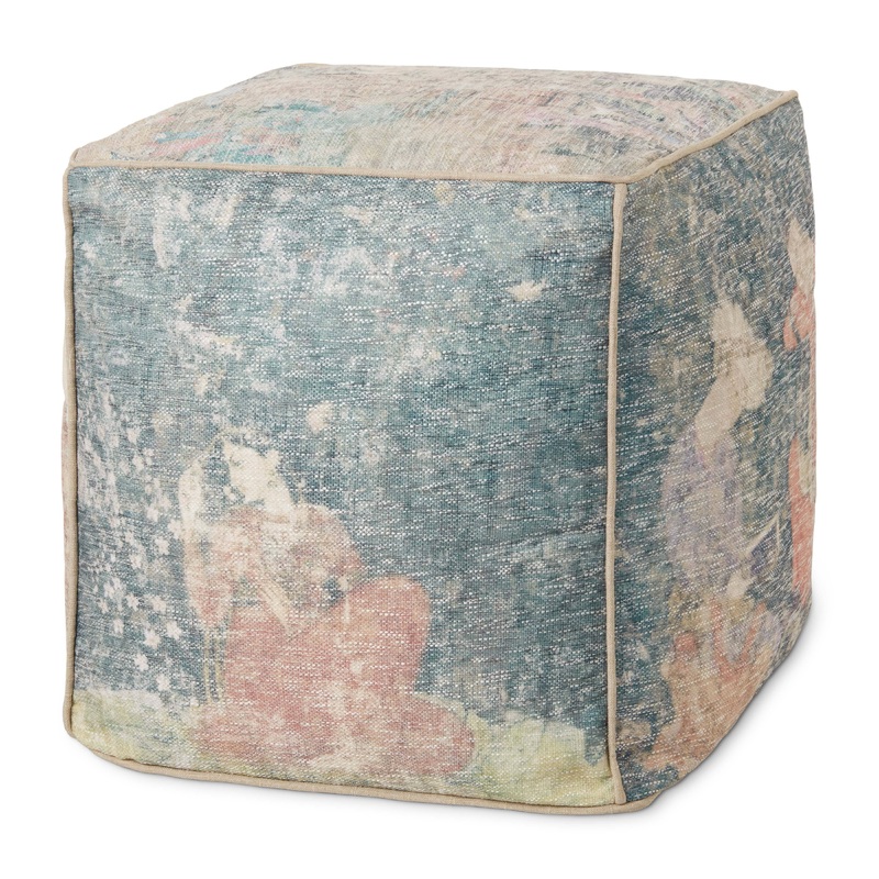 Loloi Pouf | Blue / Pink Multi