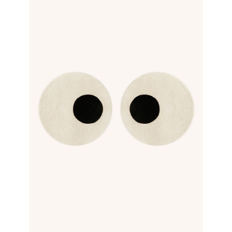 Rug EYES PAIR White / Black Print Round Diam. 2.3 ft