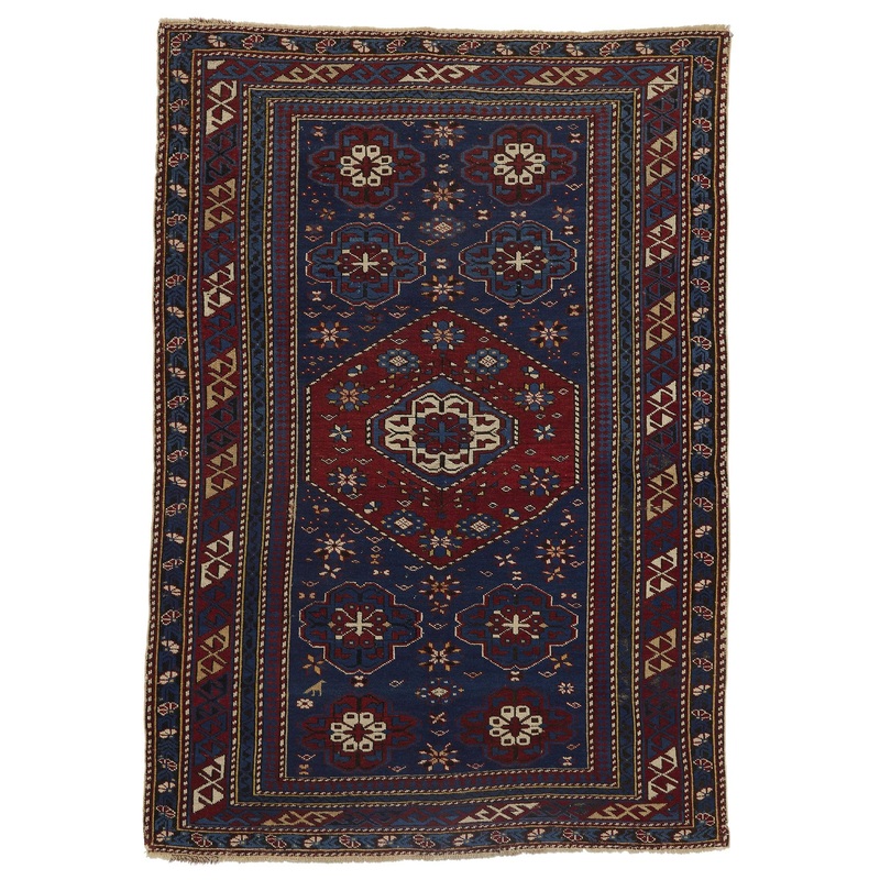 SHIRVAN ANTIQUE BLUE RUG 3’7″ X 5’3″ END OF 19TH C.
