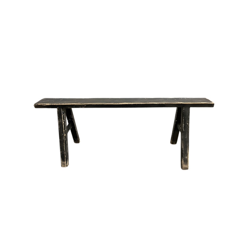 Alic Vintage Elm Wood Bench – Black