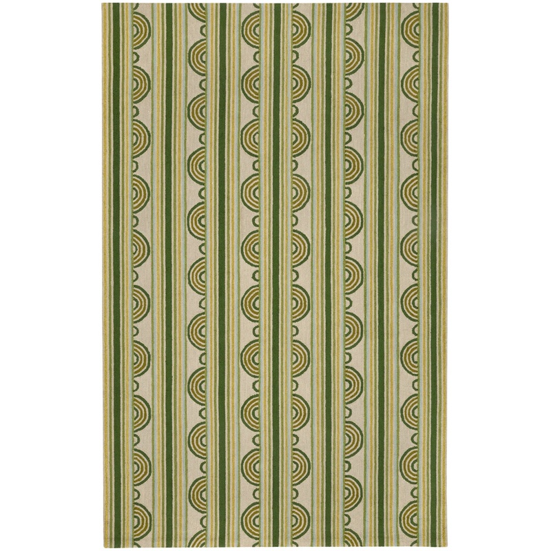 Button Hand Micro Hooked Wool Rug | Olive