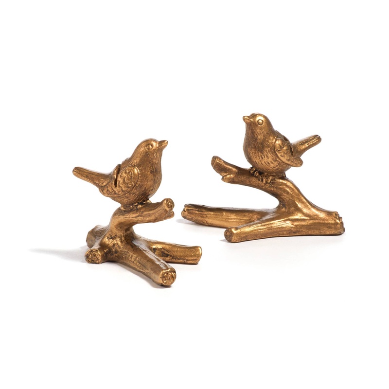 Enchanted Bird Name Card Holder/Set of 6 | Gold