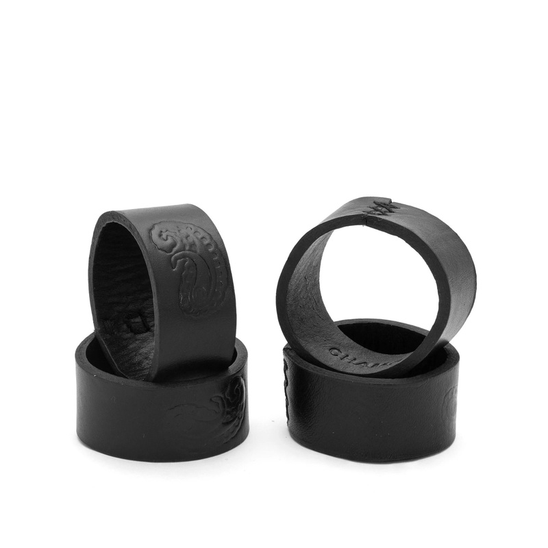 Napkin Ring Embossed Leather – Black Set of 4