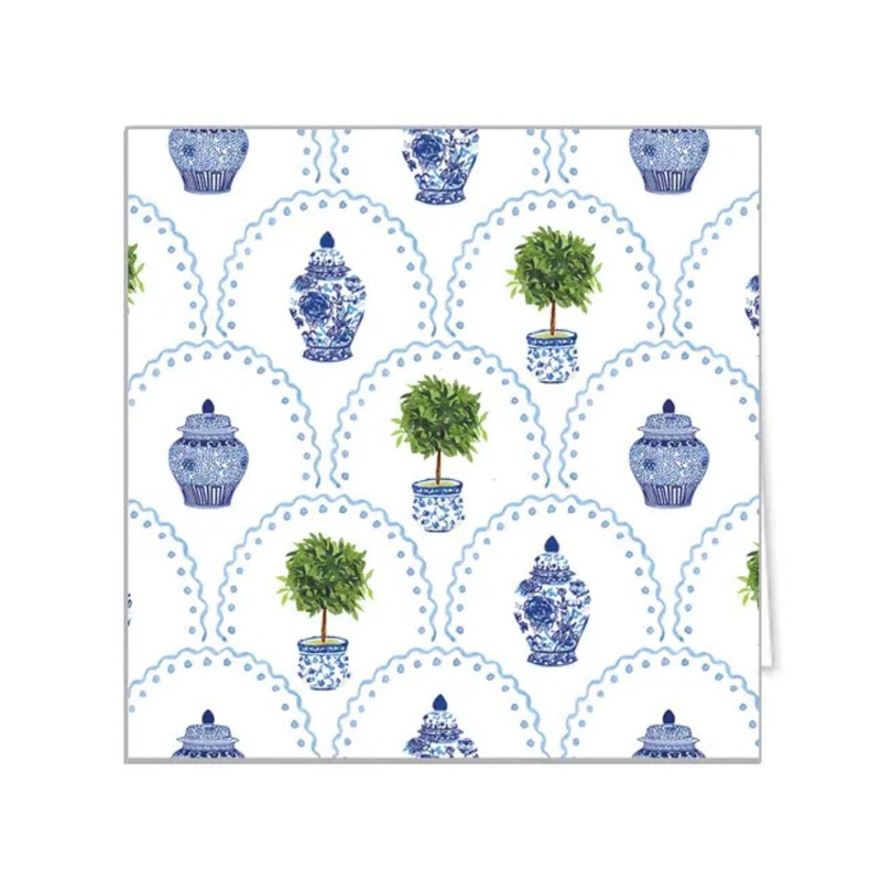 Chinoiserie Topiary Scallop Enclosure Cards
