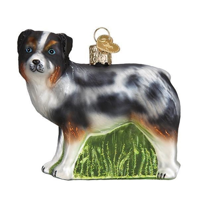 Old World Christmas Glass Blown Christmas Ornament, Australian Shepherd