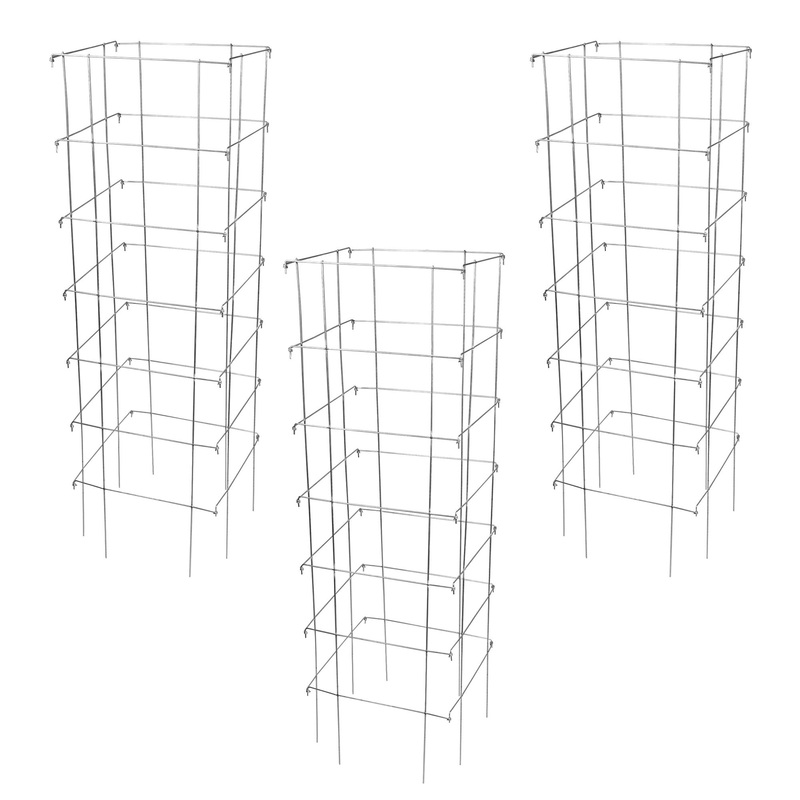 Garden Elements 8-Leg Big Brother Heavy Duty Square Collapsible Tomato Cages, 58 (Pack of 3)