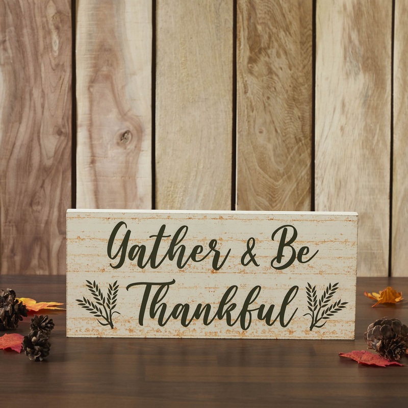 Gather & Be Thankful Wheat Stalks MDF Sign 7×16