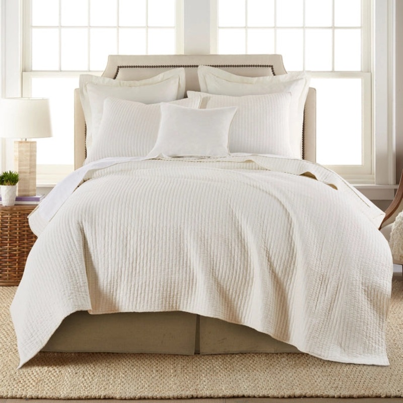 Sale! Queen Cross Stitch 100% Cotton Quilt Set – Cream