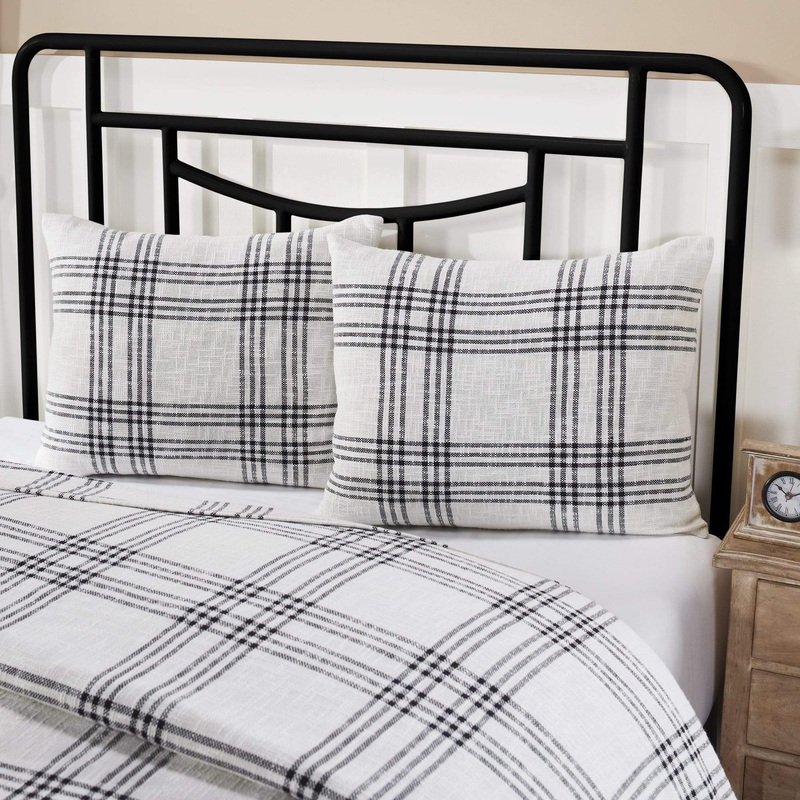 Black Plaid Standard Sham 21×27