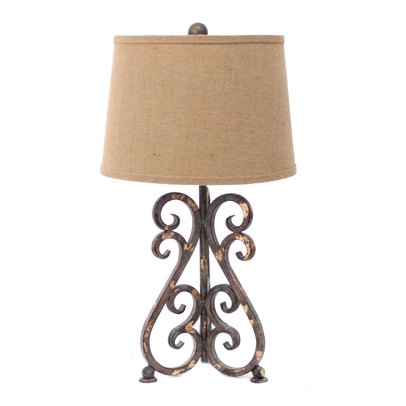 Bronze Vintage Metal Khaki Linen Shade Table Lamp