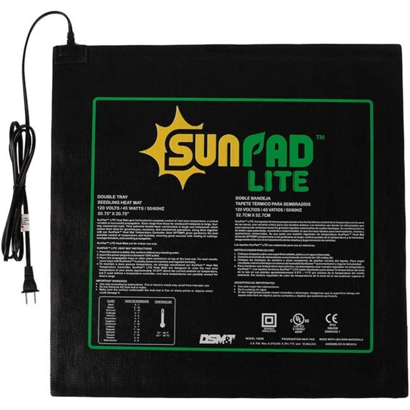 SunPad Lite 45W Propagation Heating Mat for Seeds, 20.75″ x 20.75″
