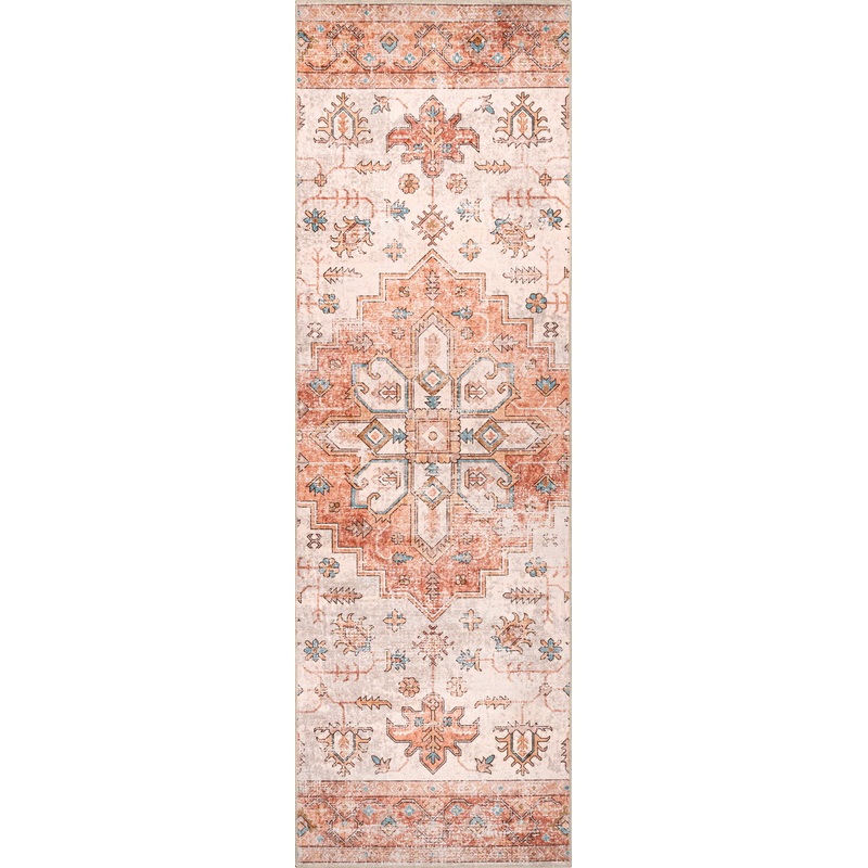 Mara Medallion Washable Rug | Peach