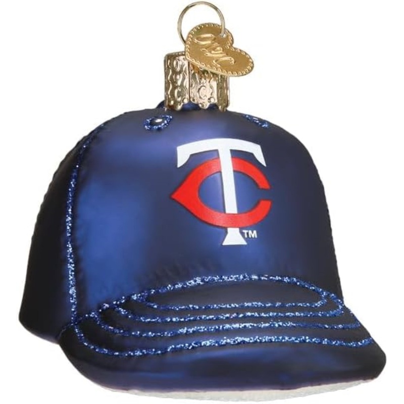 Old World Christmas Blown Glass Ornament for Christmas Tree, Minnesota Twins Baseball Cap