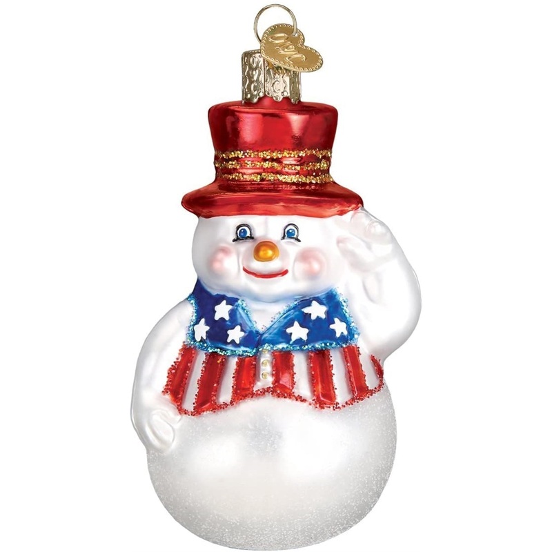 Old World Christmas Blown Glass Ornament for Christmas Tree, Patriotic Snowman