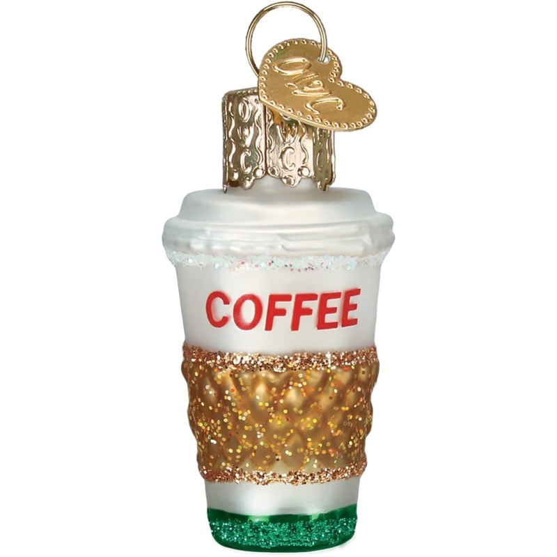 Old World Christmas Mini Blown Glass Coffee To Go Ornament, 2″