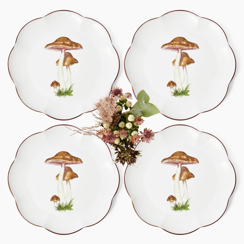 Scalloped Mushroom Dinner Plates (Set of 4)
