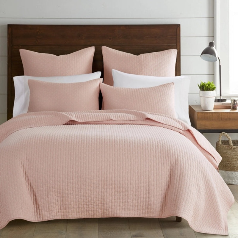 Cross Stitch 100% Cotton Quilt Set – Blush