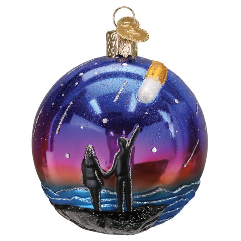 Old World Christmas Hanging Mouth-Blown Glass Ornament for Trees, Stargazed Round Ball, 3.5″