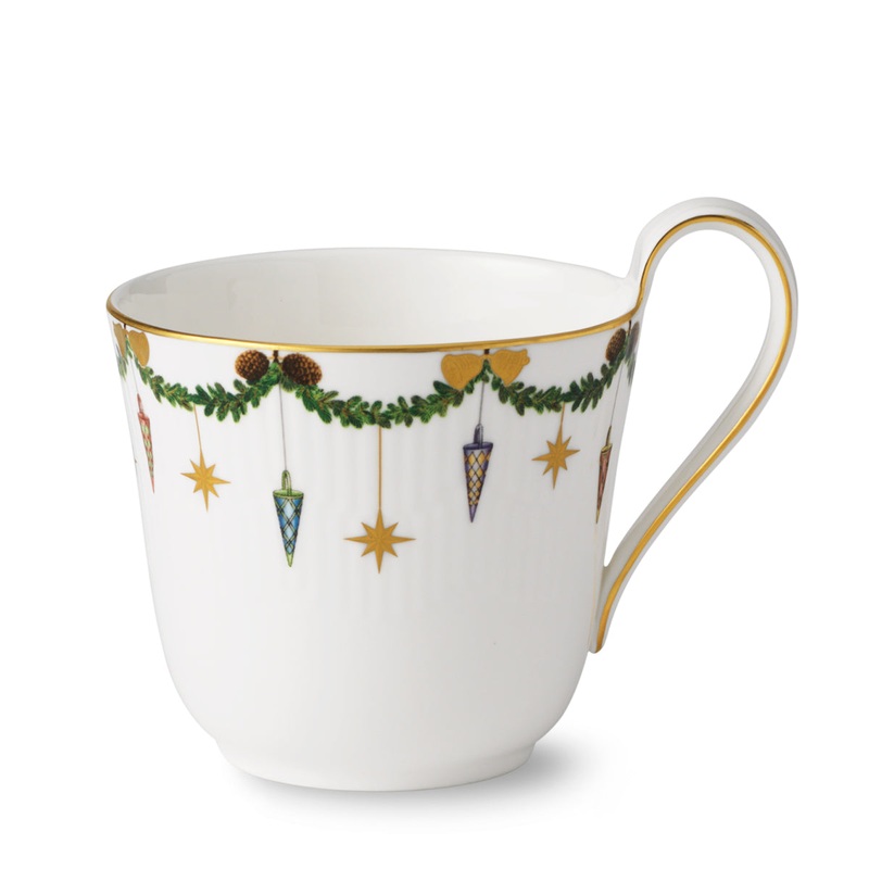 Star Fluted Christmas High Handle Mug, 11 oz