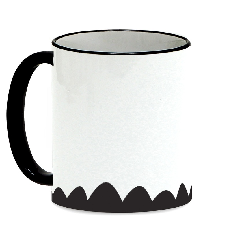 SUBLIMART: Lineart – Mug with black handle and rim featuring hand drawn line drawings. (Design #27)