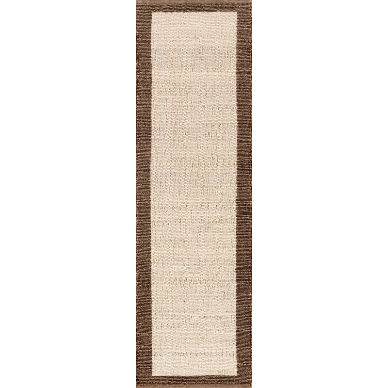 Suellen Bordered Handwoven Jute-Blend Rug | Brown
