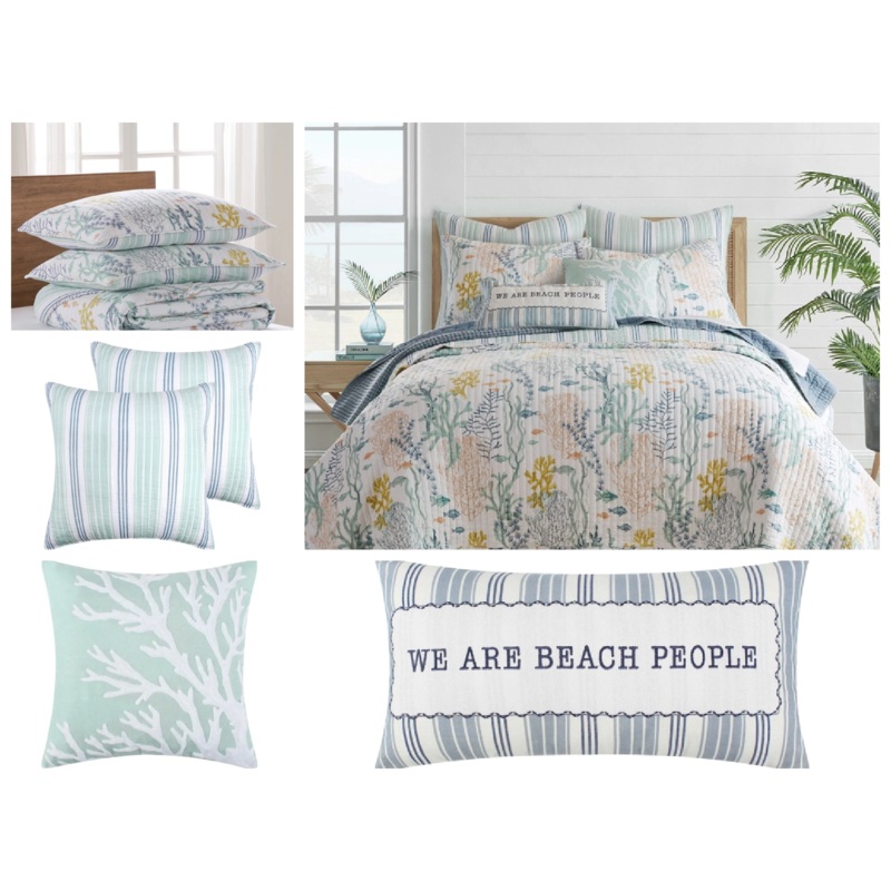 Coastal Bedding Ensembles Complete Queen – 7PC Ocean Meadow