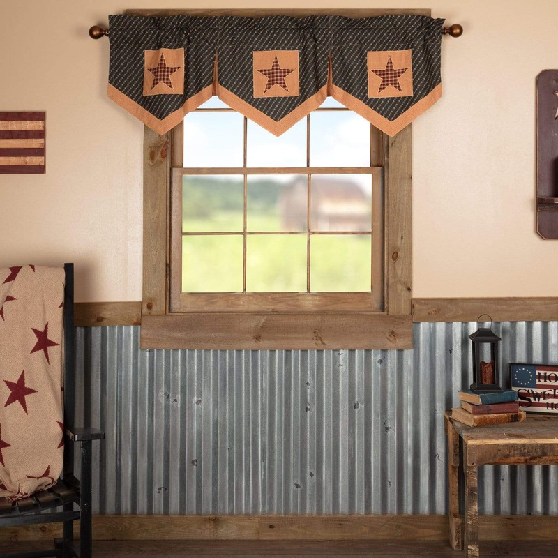 Patriotic Patch Star Block Valance Pleated 20×60